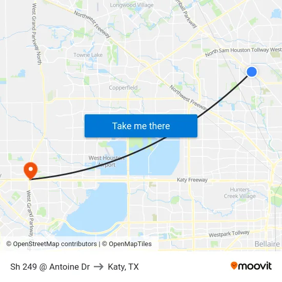 Sh 249 @ Antoine Dr to Katy, TX map