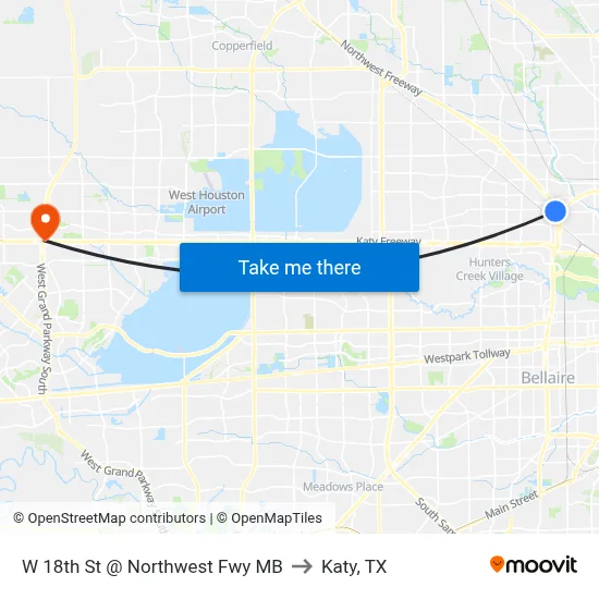 W 18th St @ Northwest Fwy MB to Katy, TX map