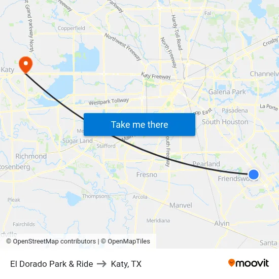 El Dorado Park & Ride to Katy, TX map