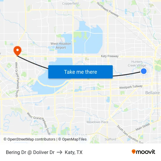 Bering Dr @ Doliver Dr to Katy, TX map