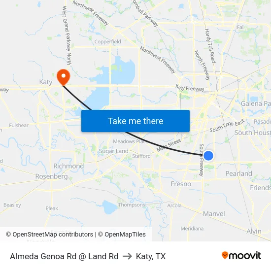 Almeda Genoa Rd @ Land Rd to Katy, TX map