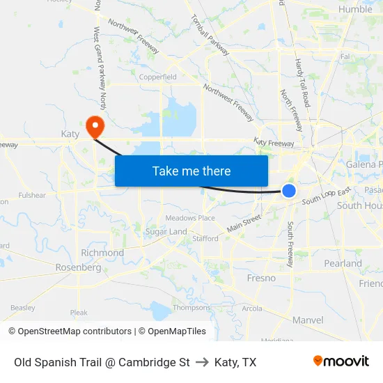 Old Spanish Trail @ Cambridge St to Katy, TX map