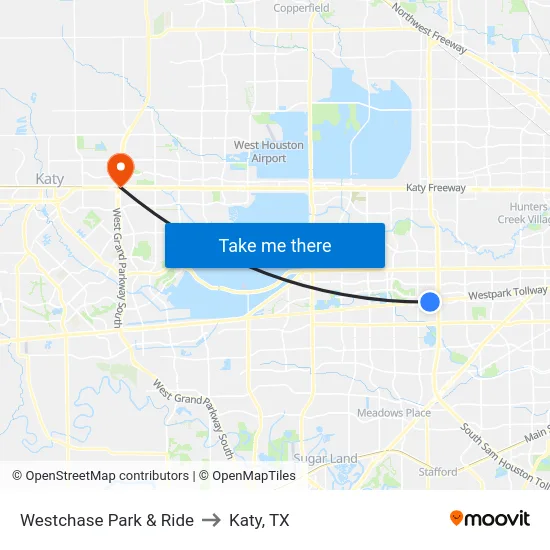 Westchase Park & Ride to Katy, TX map