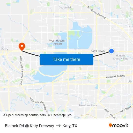 Blalock Rd @ Katy Freeway to Katy, TX map