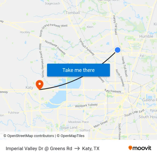 Imperial Valley Dr @ Greens Rd to Katy, TX map