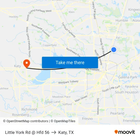 Little York Rd @ Hfd 56 to Katy, TX map