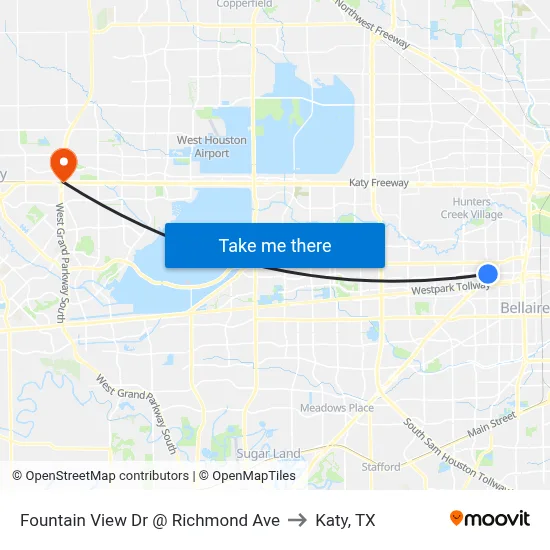 Fountain View Dr @ Richmond Ave to Katy, TX map