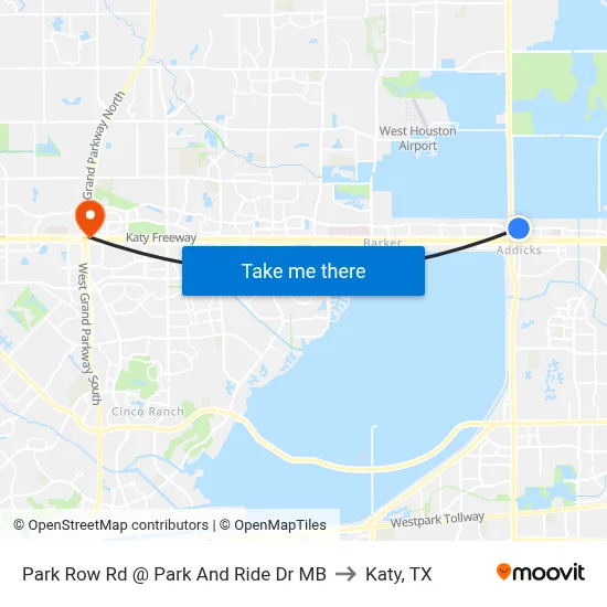 Park Row Rd @ Park And Ride Dr MB to Katy, TX map