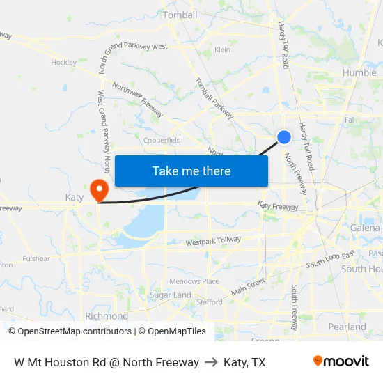 W Mt Houston Rd @ North Freeway to Katy, TX map