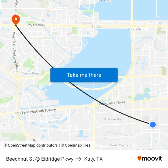 Beechnut St @ Eldridge Pkwy to Katy, TX map