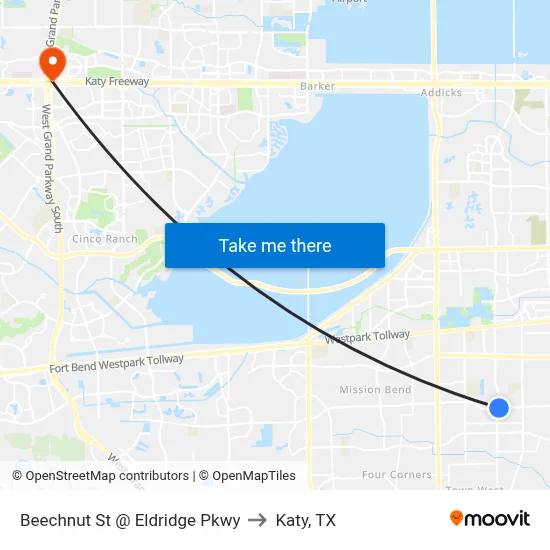 Beechnut St @ Eldridge Pkwy to Katy, TX map
