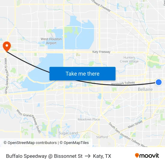 Buffalo Speedway   @ Bissonnet St to Katy, TX map