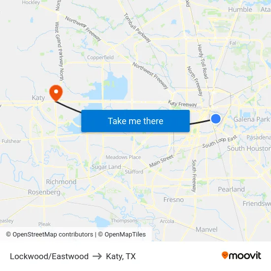 Lockwood/Eastwood to Katy, TX map