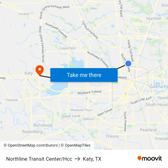 Northline Transit Center/Hcc to Katy, TX map