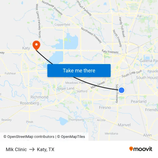 Mlk Clinic to Katy, TX map