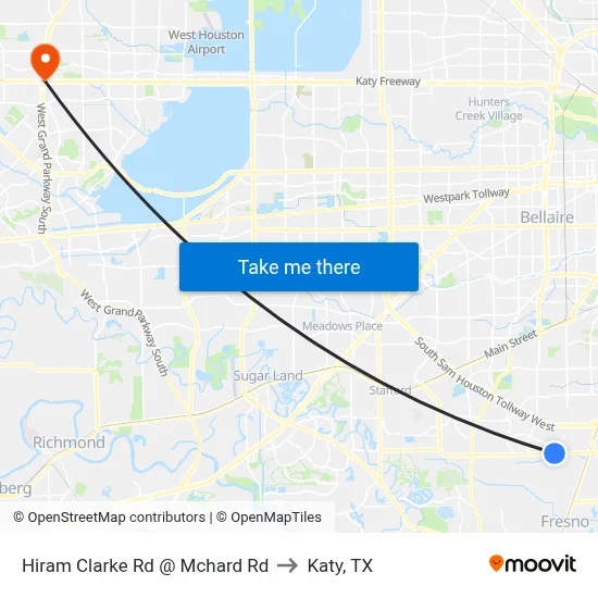 Hiram Clarke Rd @ Mchard Rd to Katy, TX map
