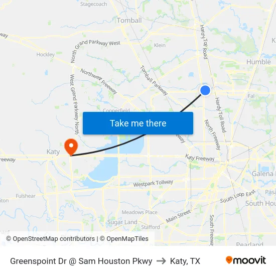 Greenspoint Dr @ Sam Houston Pkwy to Katy, TX map
