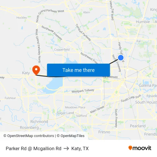 Parker Rd @ Mcgallion Rd to Katy, TX map