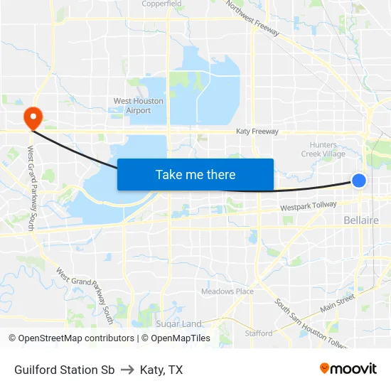Guilford Station Sb to Katy, TX map