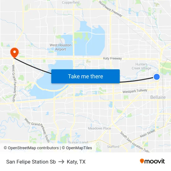 San Felipe Station Sb to Katy, TX map