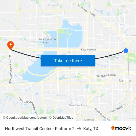 Northwest Transit Center - Platform 2 to Katy, TX map