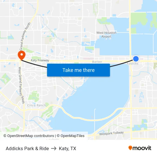 Addicks Park & Ride to Katy, TX map