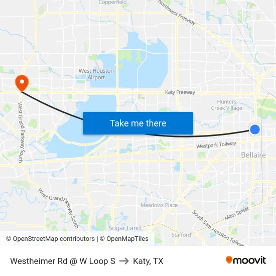 Westheimer Rd @ W Loop S to Katy, TX map