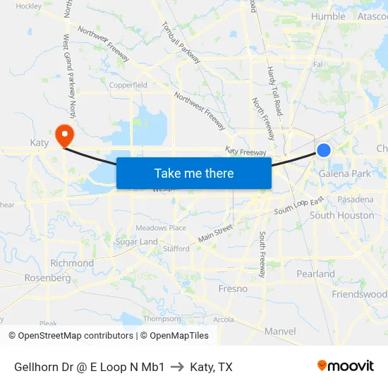Gellhorn Dr @ E Loop N Mb1 to Katy, TX map