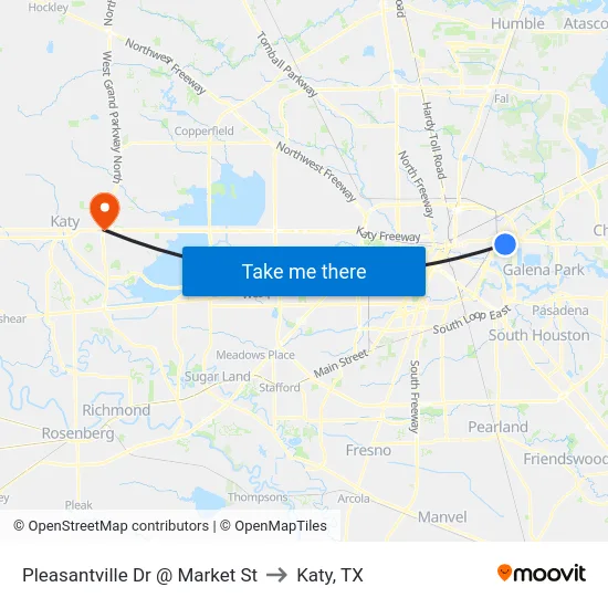 Pleasantville Dr @ Market St to Katy, TX map