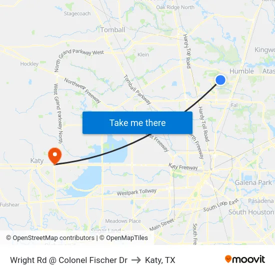 Wright Rd @ Colonel Fischer Dr to Katy, TX map