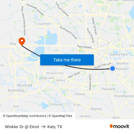 Winkler Dr @ Elrod to Katy, TX map