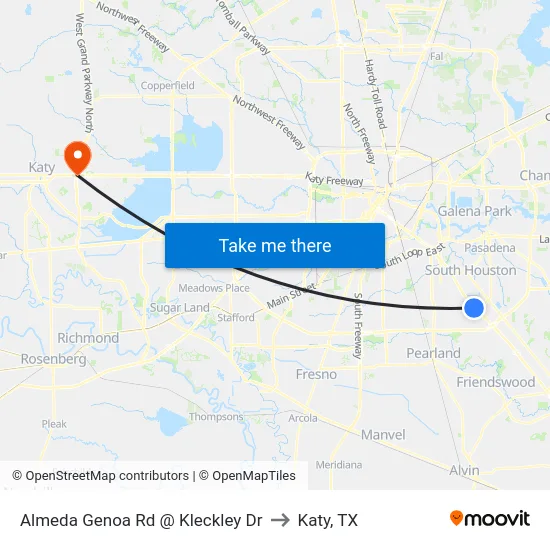 Almeda Genoa Rd @ Kleckley Dr to Katy, TX map