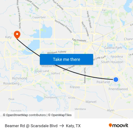 Beamer Rd @ Scarsdale Blvd to Katy, TX map