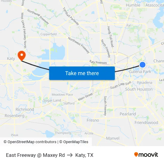 East Freeway @ Maxey Rd to Katy, TX map