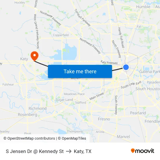 S Jensen Dr @ Kennedy St to Katy, TX map