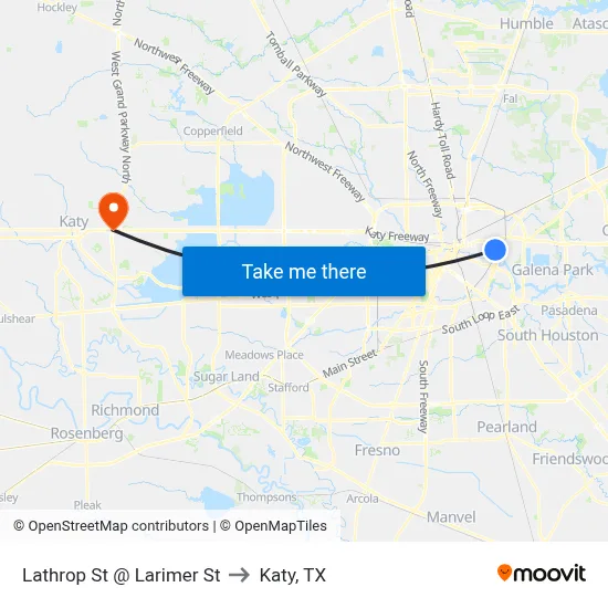 Lathrop St @ Larimer St to Katy, TX map