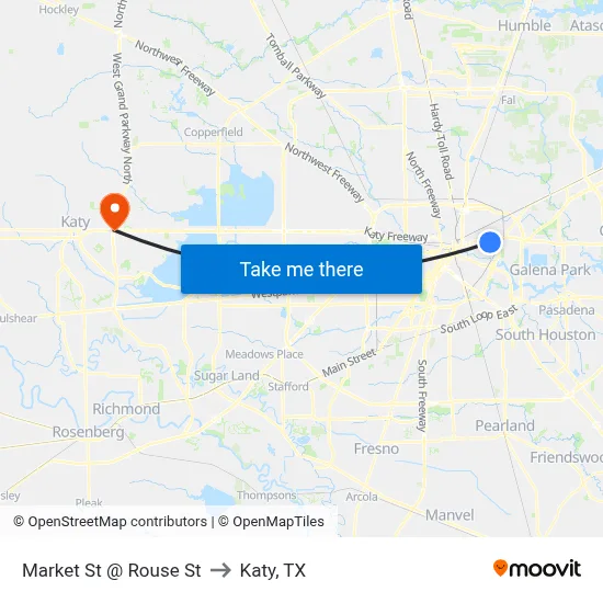 Market St @ Rouse St to Katy, TX map