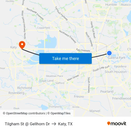 Tilgham St @ Gellhorn Dr to Katy, TX map