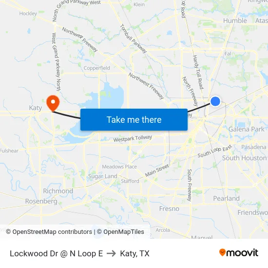 Lockwood Dr @ N Loop E to Katy, TX map
