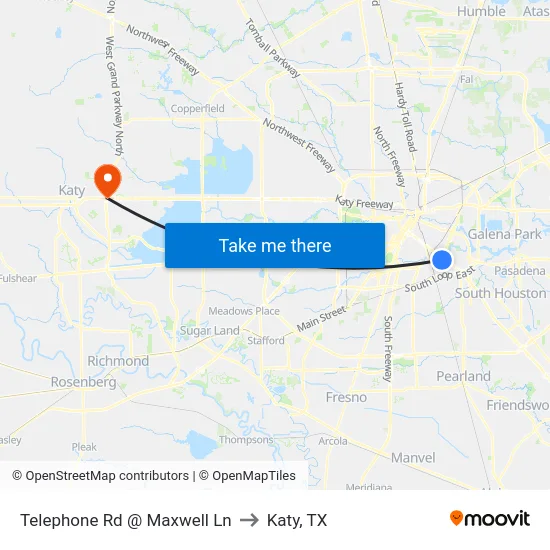 Telephone Rd @ Maxwell Ln to Katy, TX map
