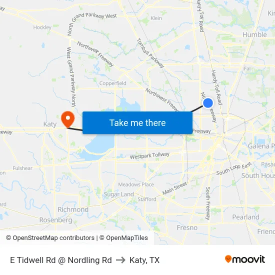 E Tidwell Rd @ Nordling Rd to Katy, TX map