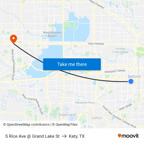 S Rice Ave @ Grand Lake St to Katy, TX map