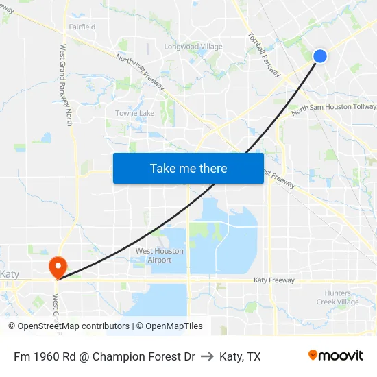 Fm 1960 Rd @ Champion Forest Dr to Katy, TX map