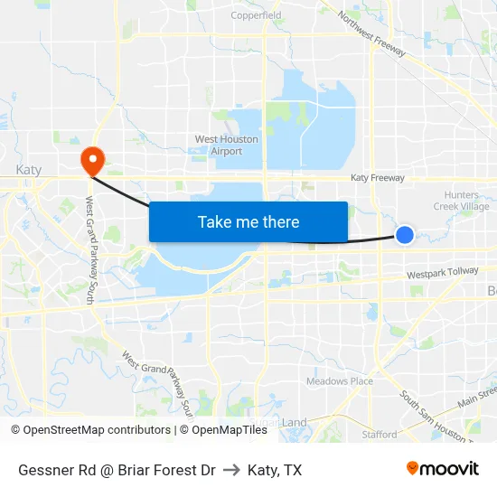 Gessner Rd @ Briar Forest Dr to Katy, TX map