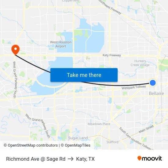 Richmond Ave @ Sage Rd to Katy, TX map