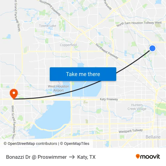 Bonazzi Dr @ Proswimmer to Katy, TX map