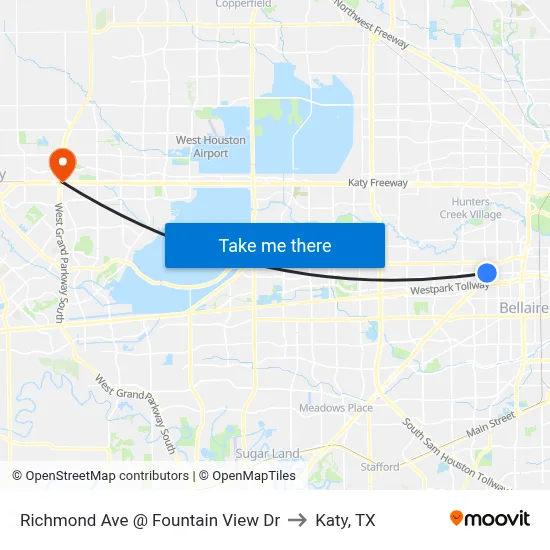 Richmond Ave @ Fountain View Dr to Katy, TX map