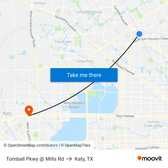 Tomball Pkwy @ Mills Rd to Katy, TX map
