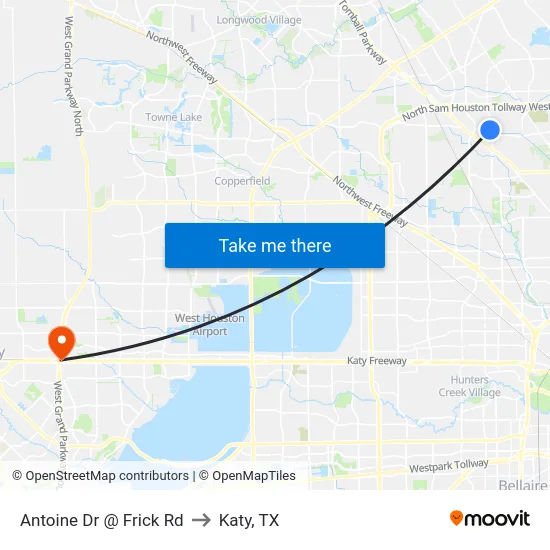 Antoine Dr @ Frick Rd to Katy, TX map