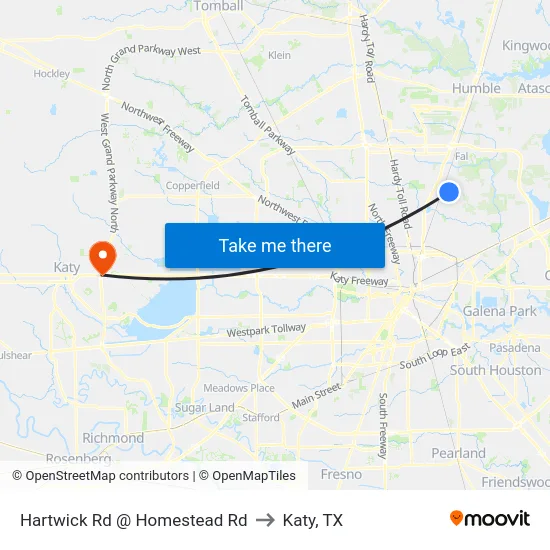 Hartwick Rd @ Homestead Rd to Katy, TX map